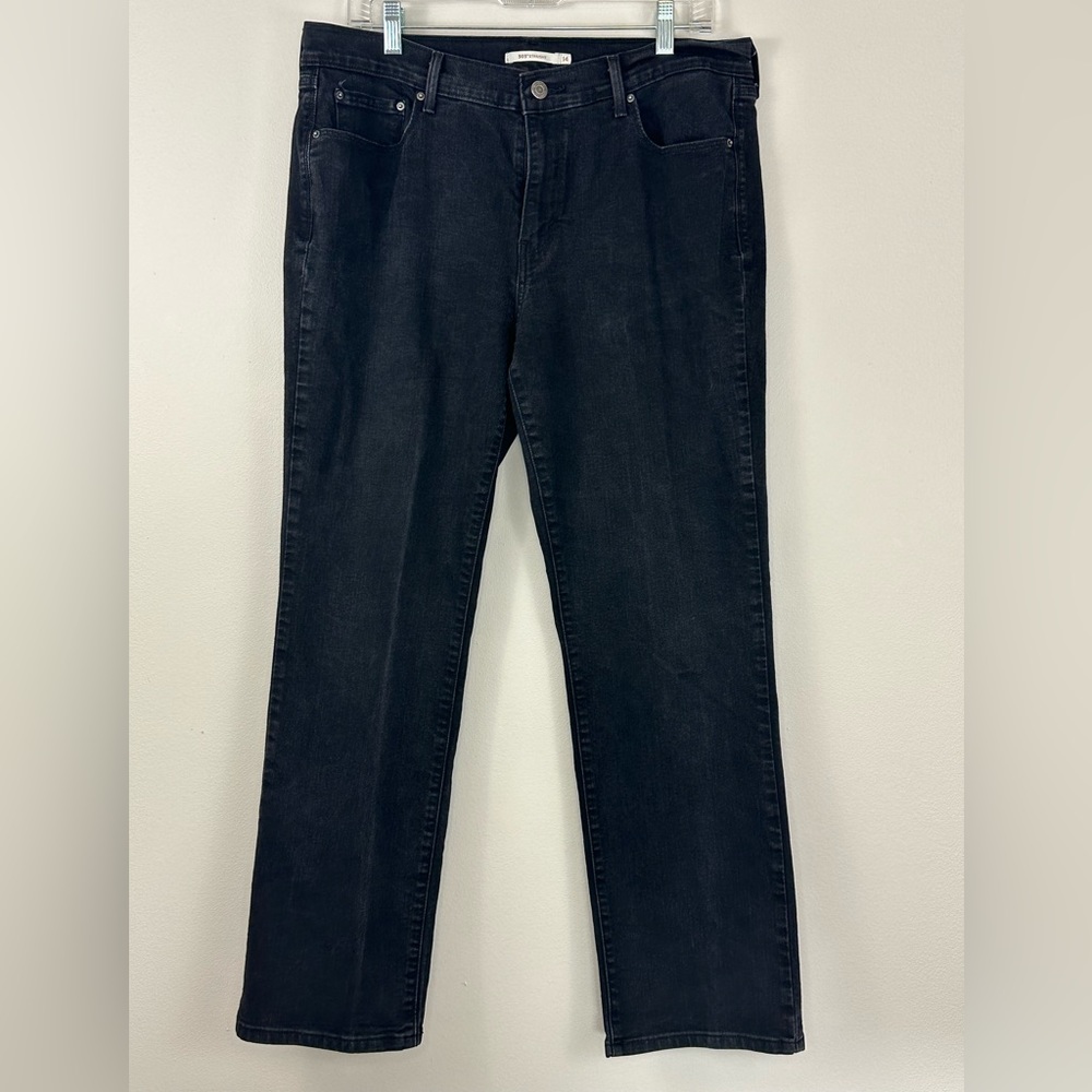 Levi Strauss 505 Straight Black Denim Jeans, Sz 14